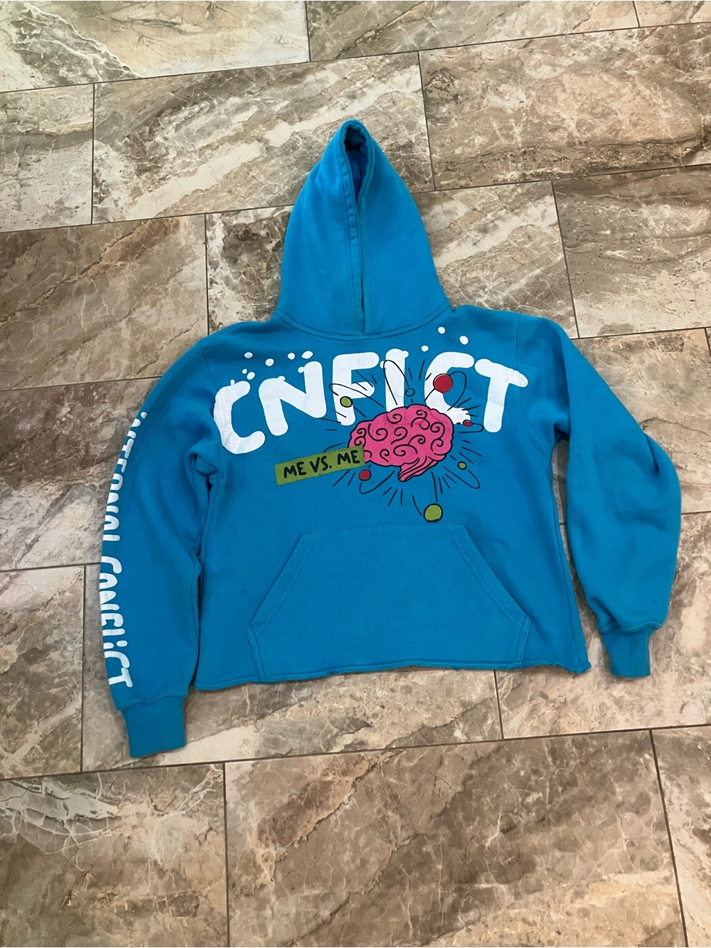 internal conflict cropped hoodie